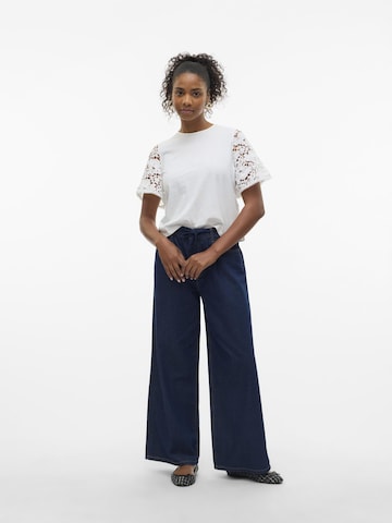 VERO MODA Wide leg Bandplooi jeans 'VMValeria' in Blauw