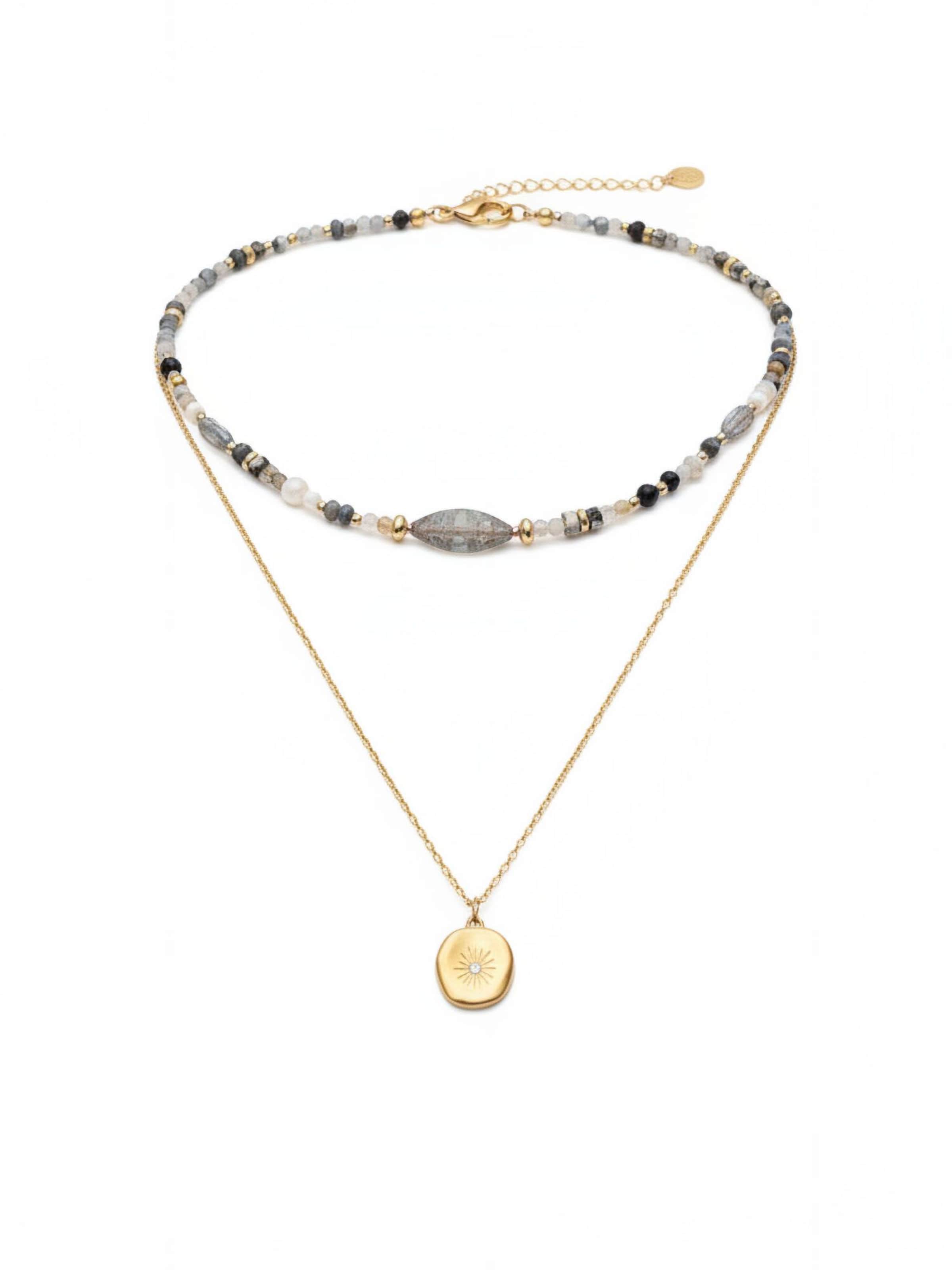 Nemomatheo Necklace 'Mystic Leaf' in Beige: front