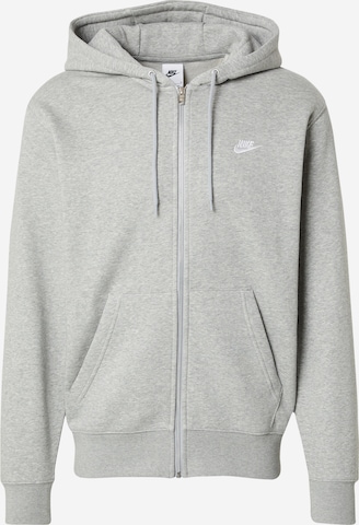 Nike Sportswear Кофта на молнии 'CLUB' в Серый: спереди