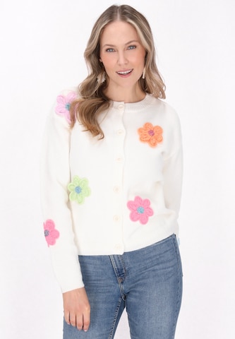 usha FESTIVAL Knit cardigan 'Fashion Look' in White: front