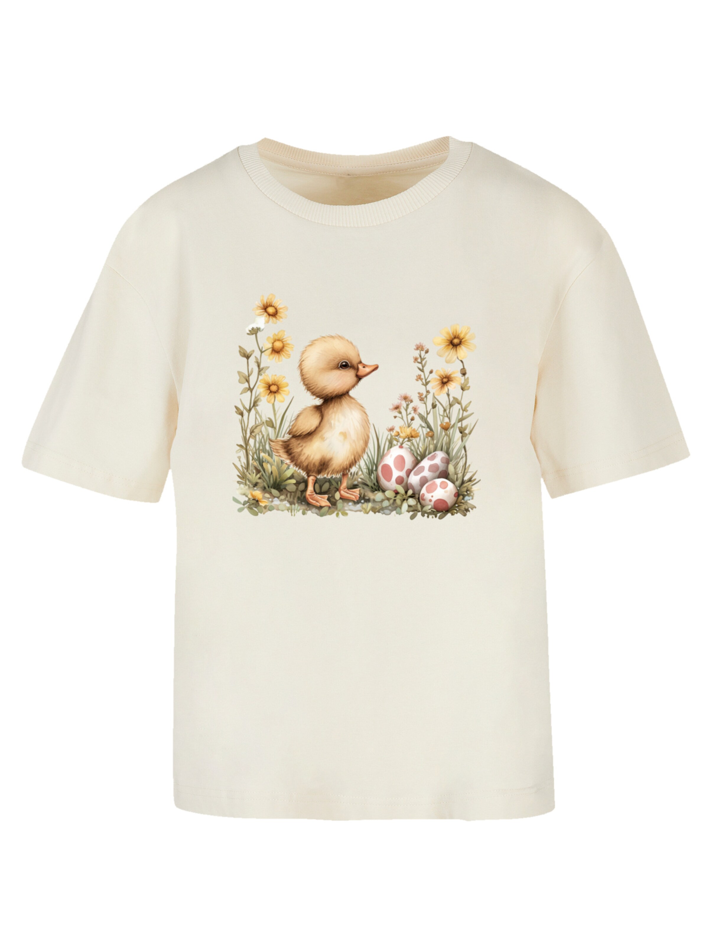 F4NT4STIC Shirt 'Niedliche Enten Ostereier' in Beige: voorkant