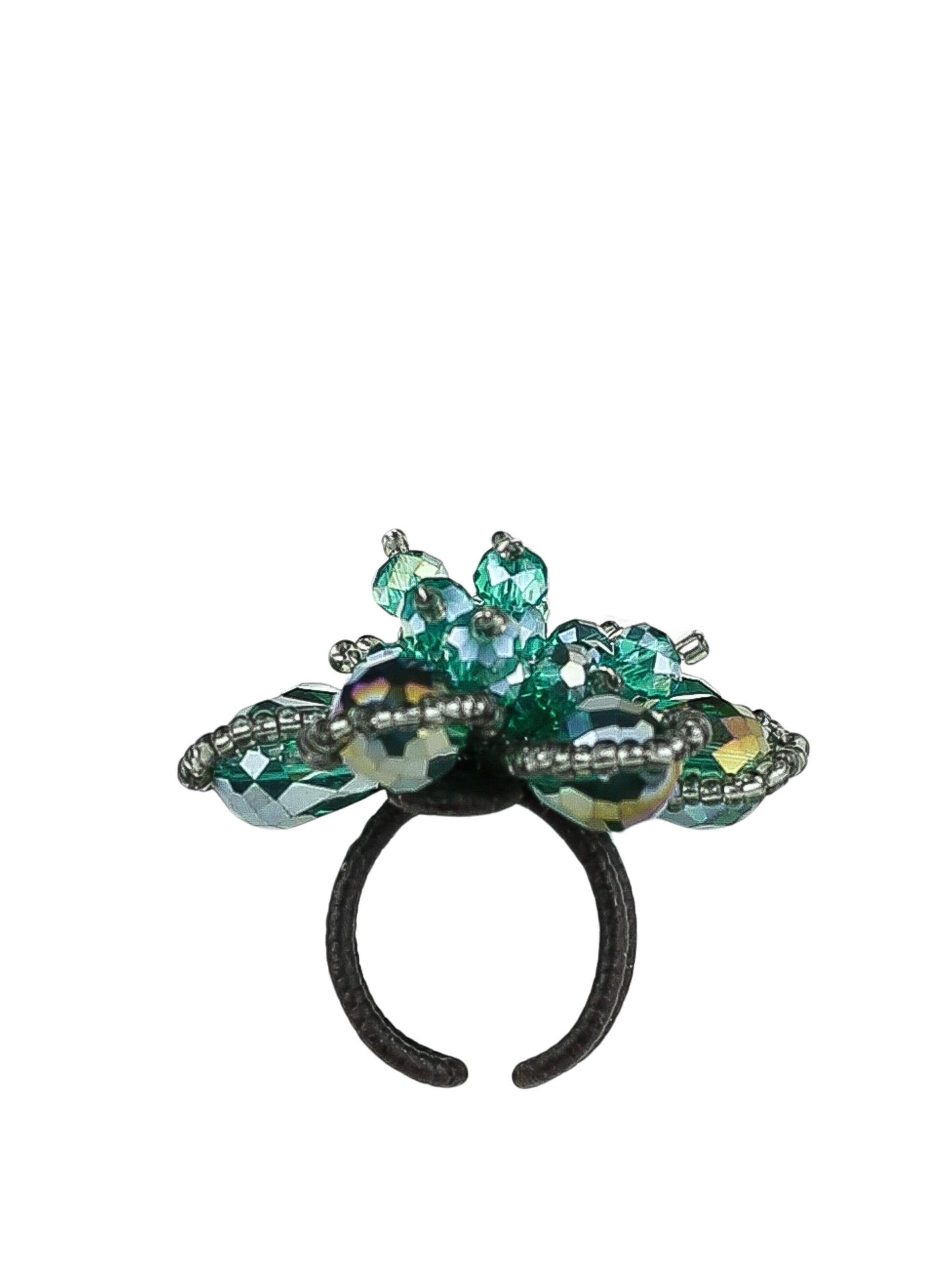 COLLEZIONE ALESSANDRO Ring 'Strassblüte' in Green