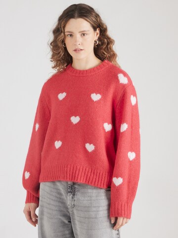 PIECES Curve Sweater 'PCRINA' in Pink: front