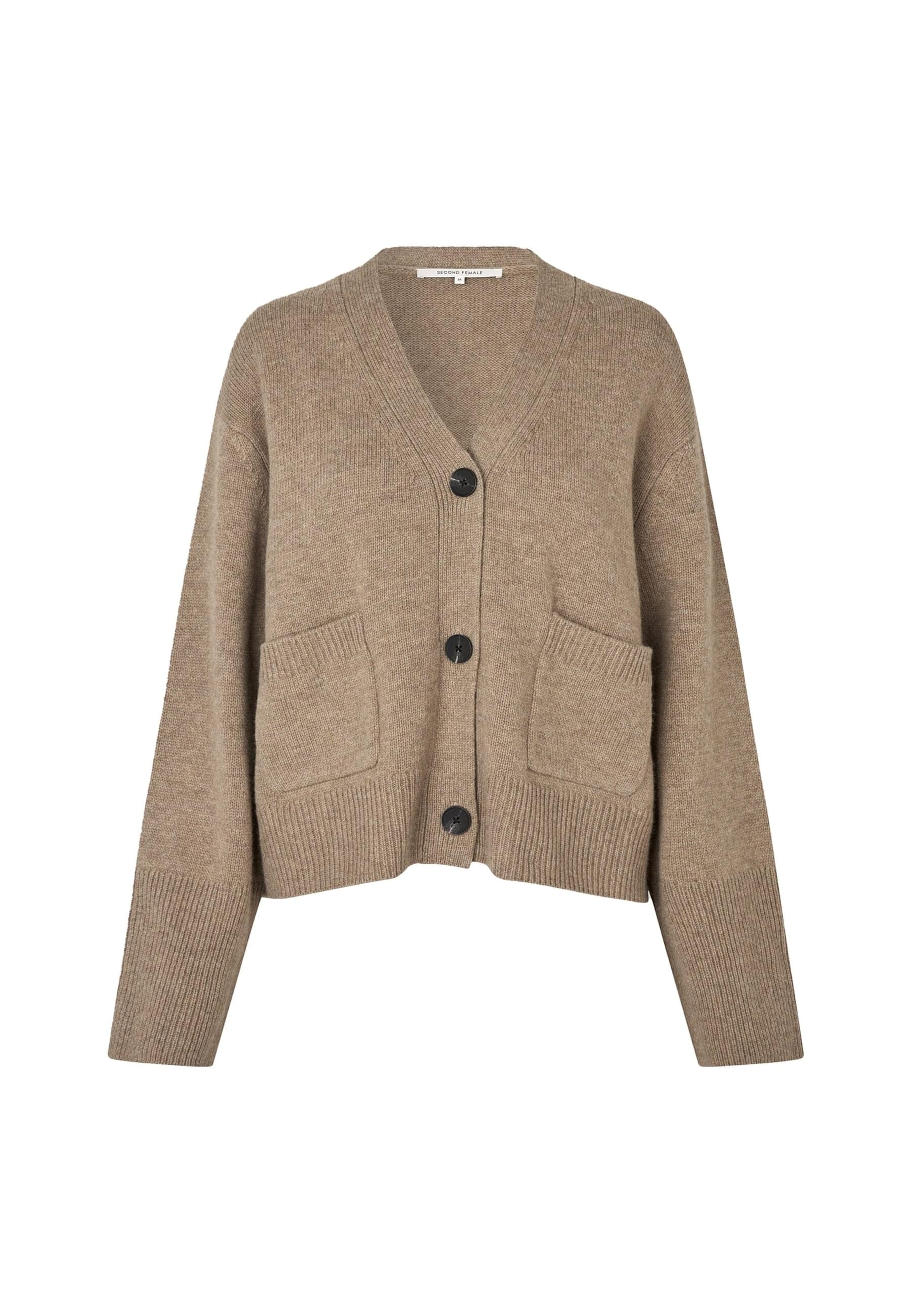SECOND FEMALE Knit Cardigan in Beige: front