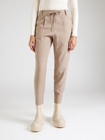 ONLY Regular Pleat-front trousers 'ONLPOPTRASH ARIS' in Brown: front
