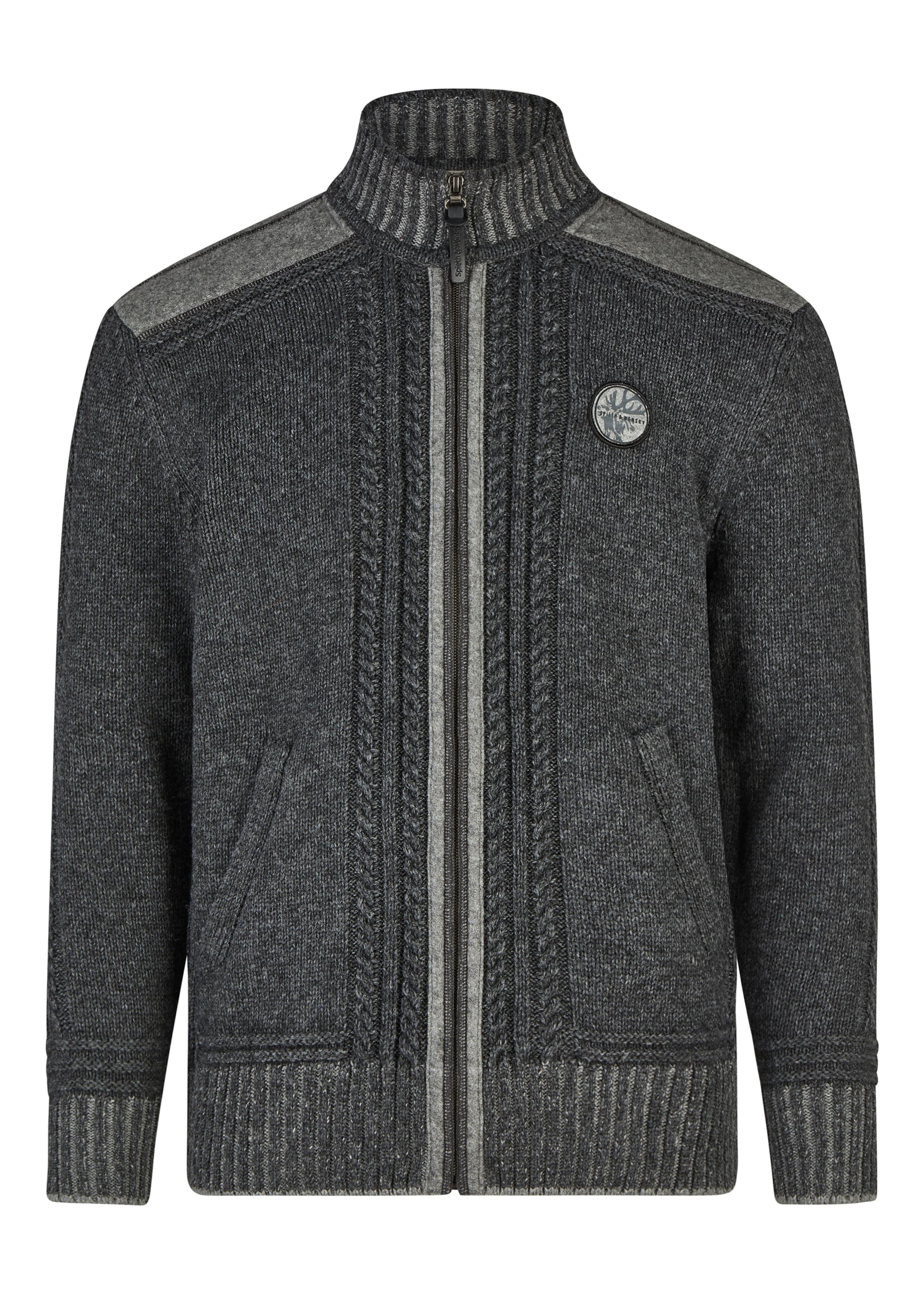 SPIETH & WENSKY Knit Cardigan 'Erato' in Grey: front