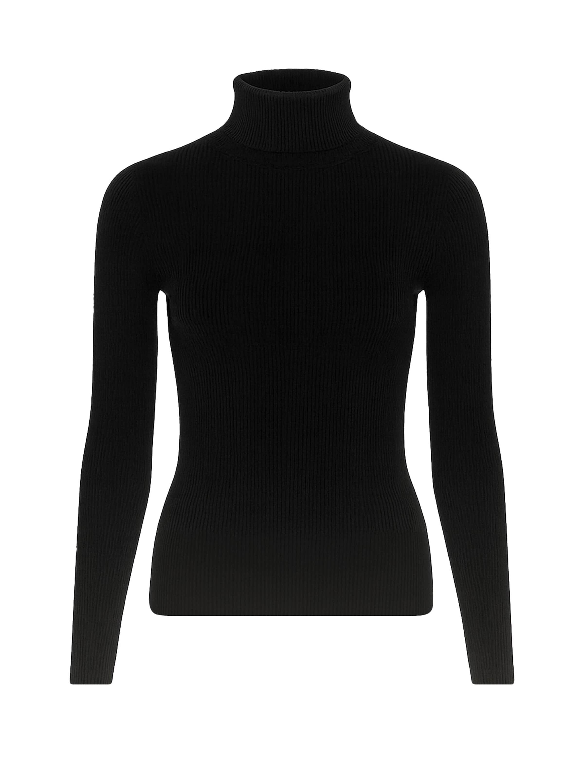 PANTHEROAR Tričko 'High Neck Long Sleeve Top' – černá: přední strana