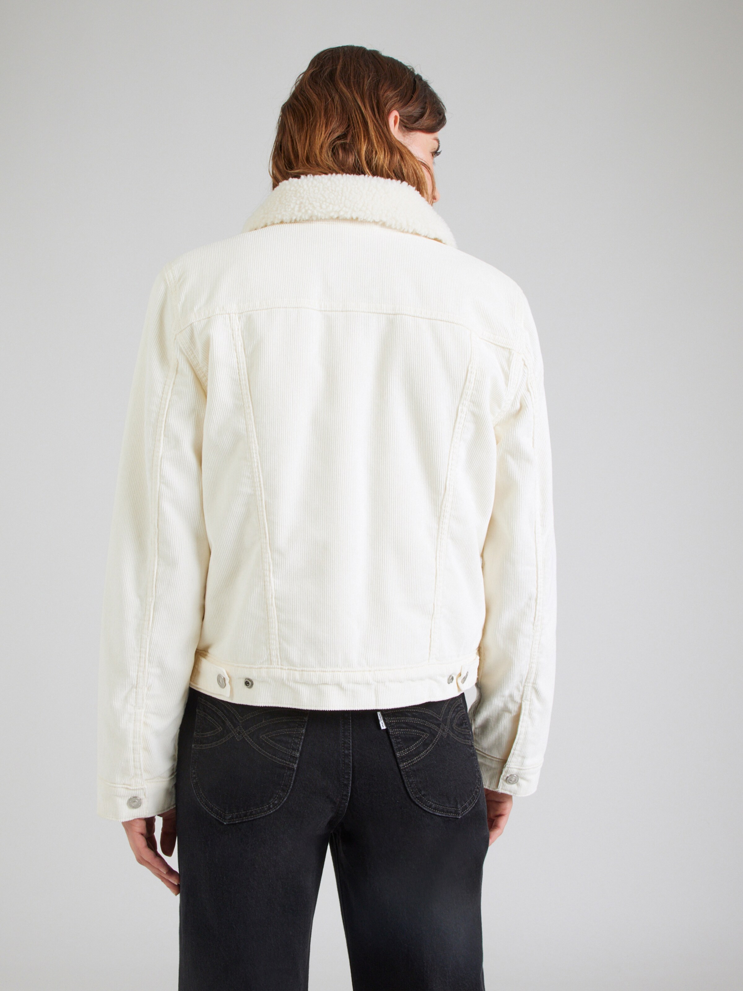white sherpa trucker jacket