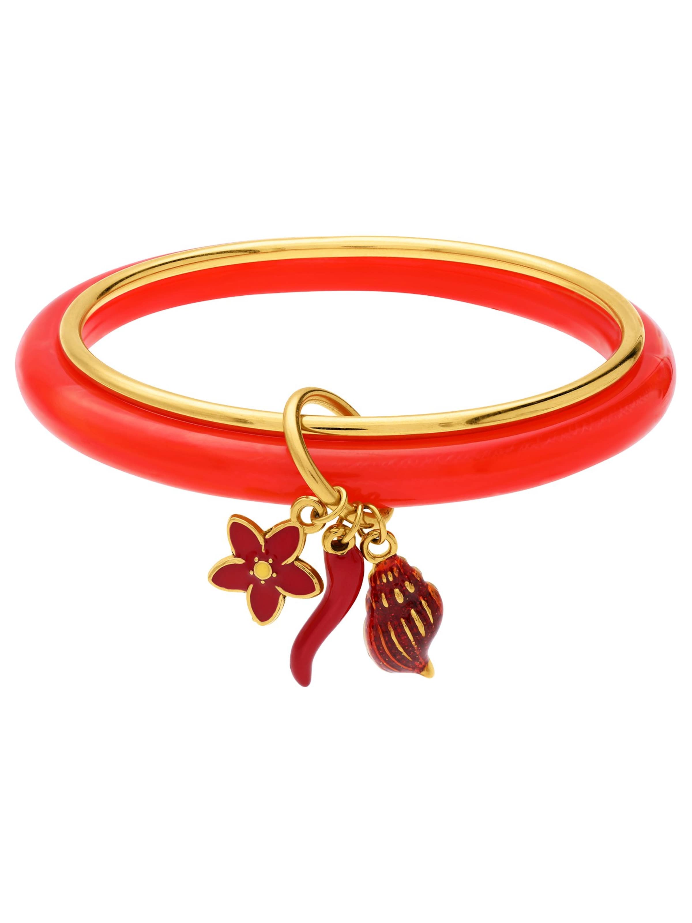 Lucardi Bracelet en Onesize en or / rouge, Vue avec produit