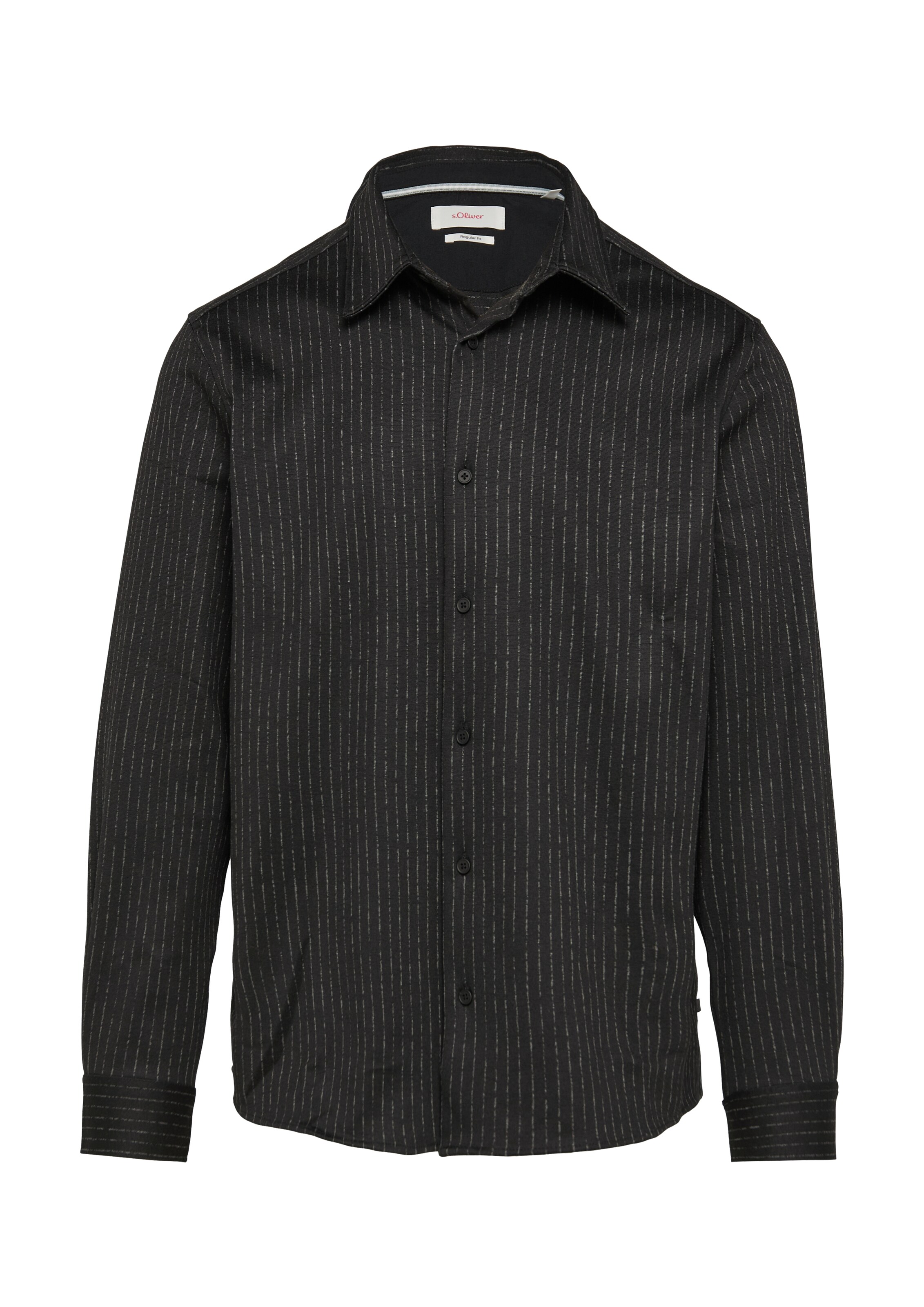 s.Oliver Regular fit Button Up Shirt in Black: front