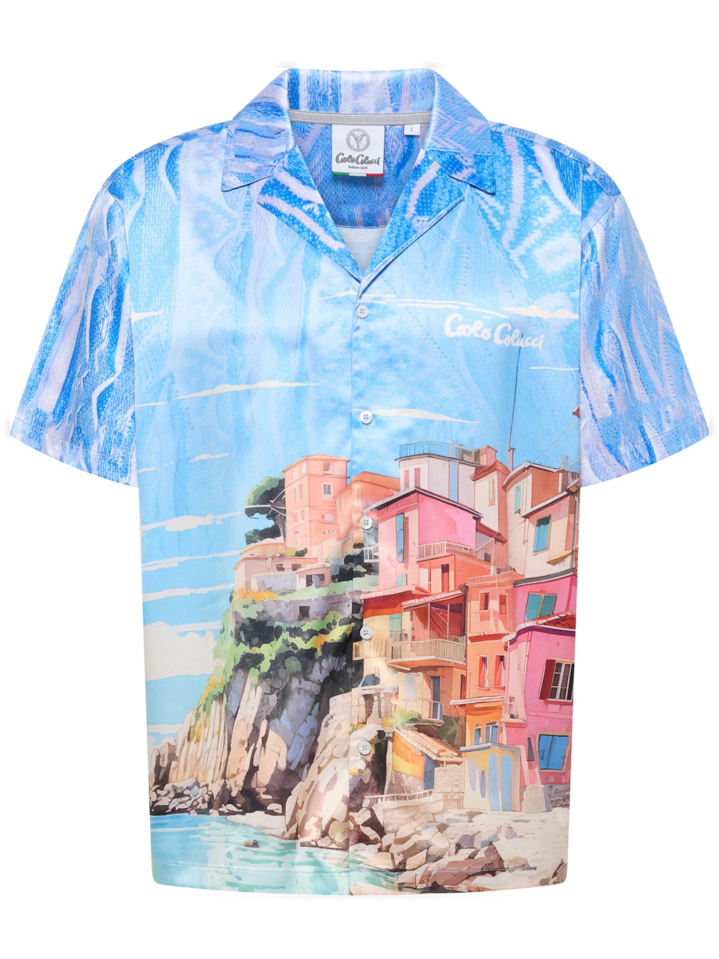 Carlo Colucci Comfort Fit Hemd 'Ehrenstrasser' in Blau: Vorderseite