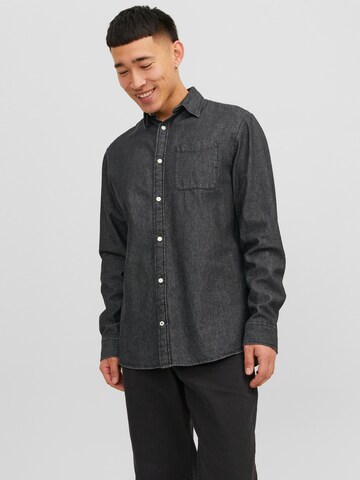 JACK & JONES Regular fit Button Up Shirt 'TEXAS' in Black: front