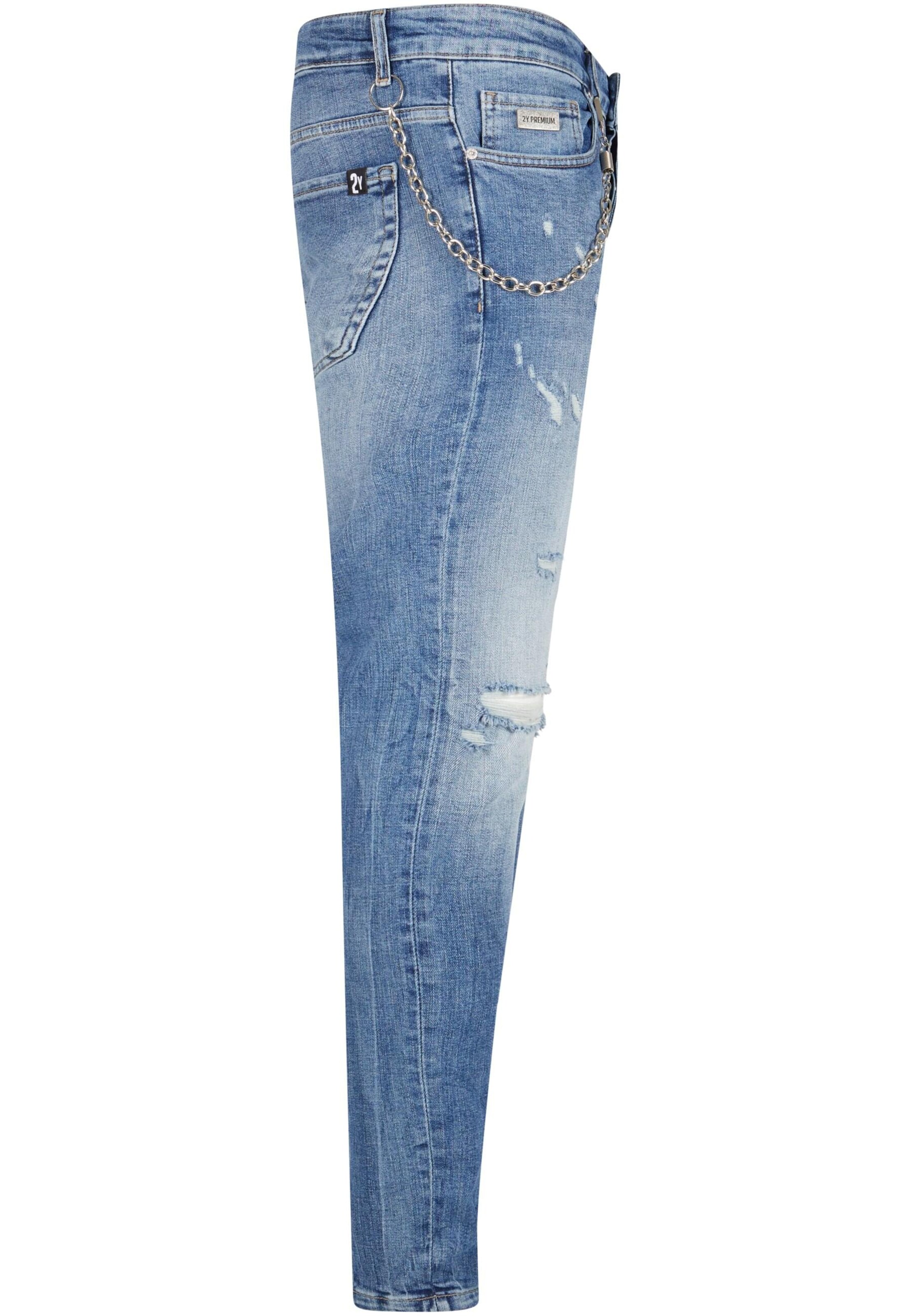 2Y Premium Tapered Jeans in Blue