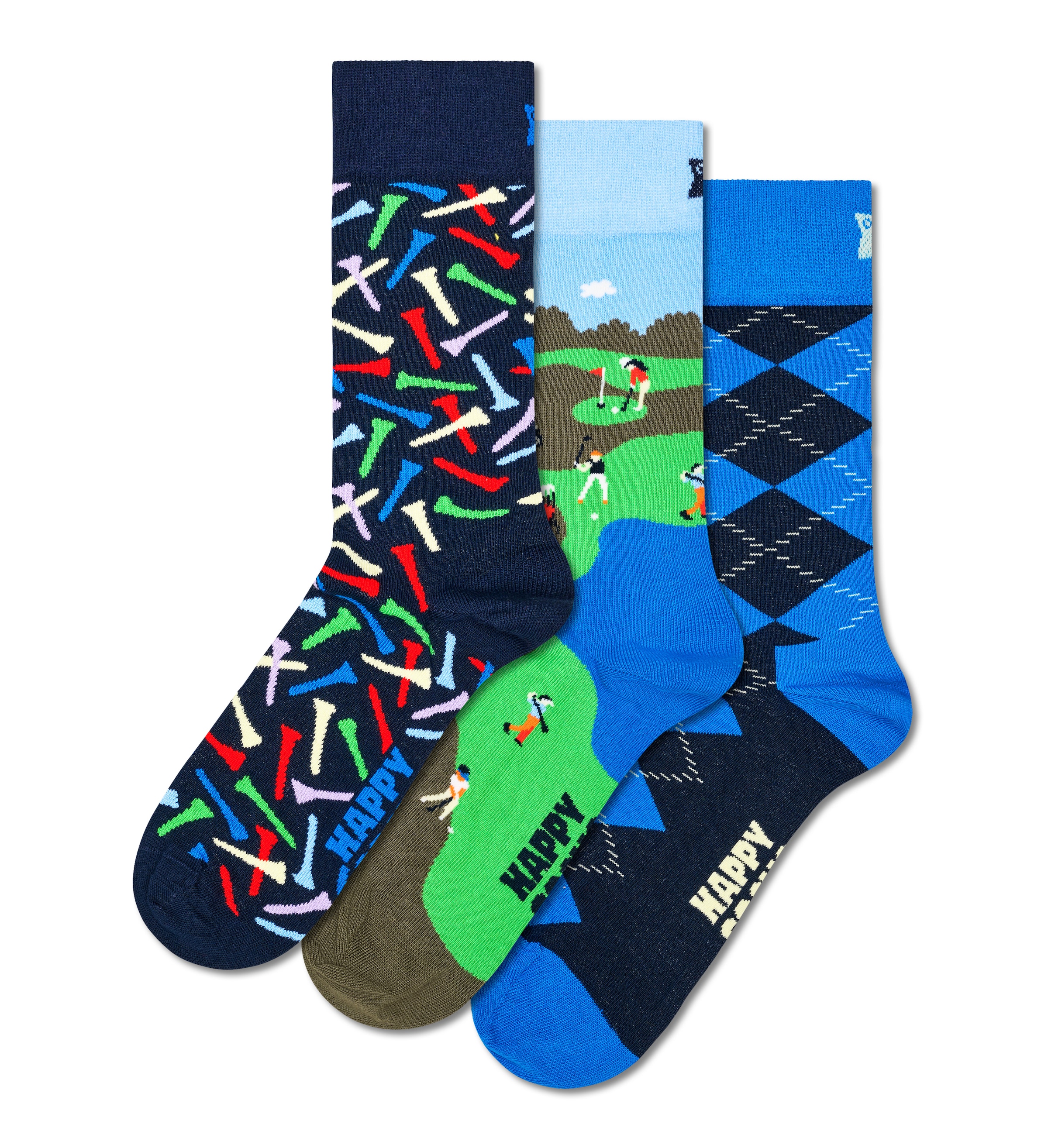 zils Happy Socks Zeķes 'Golf Cart': no priekšpuses