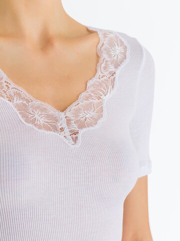 Hanro T-Shirt ' Lace Delight Kurzarm ' in Weiß