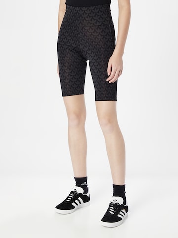 ADIDAS ORIGINALS Skinny Leggings 'Trefoil Monogram Biker' in Black: front