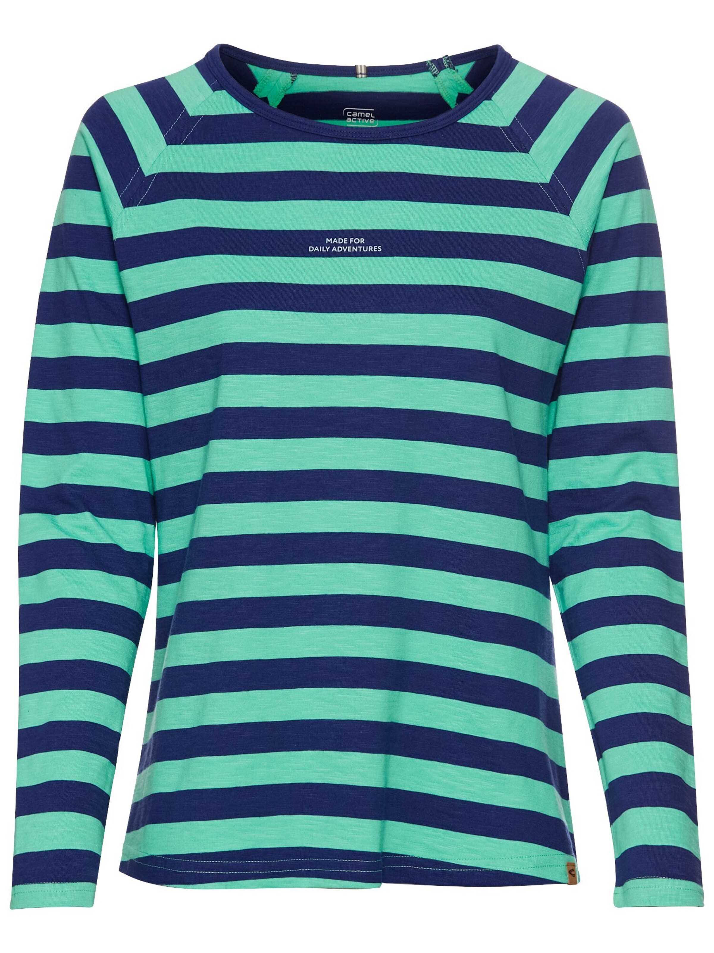 CAMEL ACTIVE Gestreiftes Langarmshirt aus reiner Baumwolle in Grün: Vorderseite