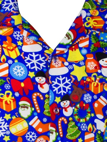 King Kameha Regular Fit Hemd 'Christmas Allover'‌‌‌‌‌‌‌‌‌‌ in Blau