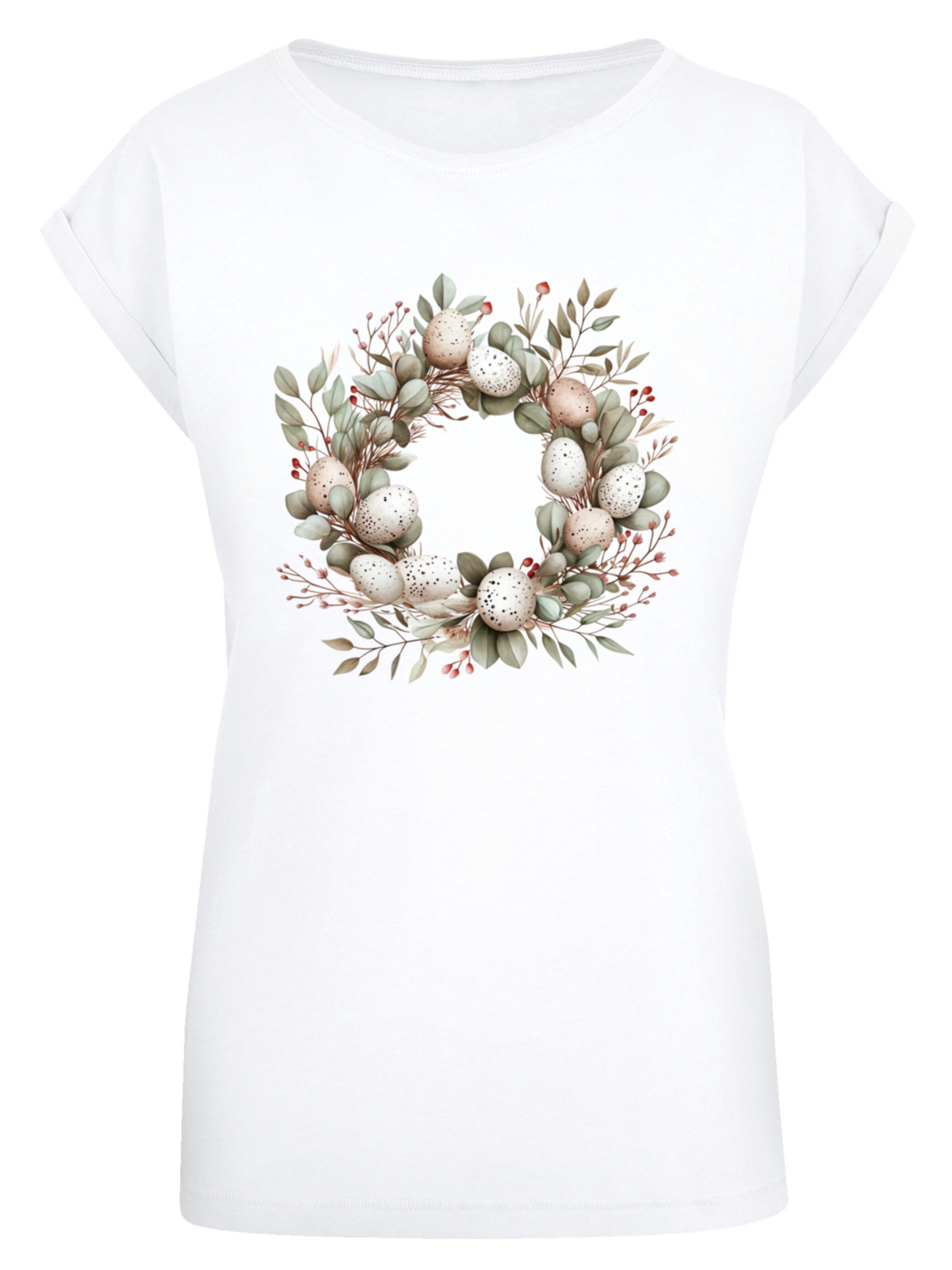 F4NT4STIC Shirt 'Osterkranz Eierkranz Blumenring' in White: front