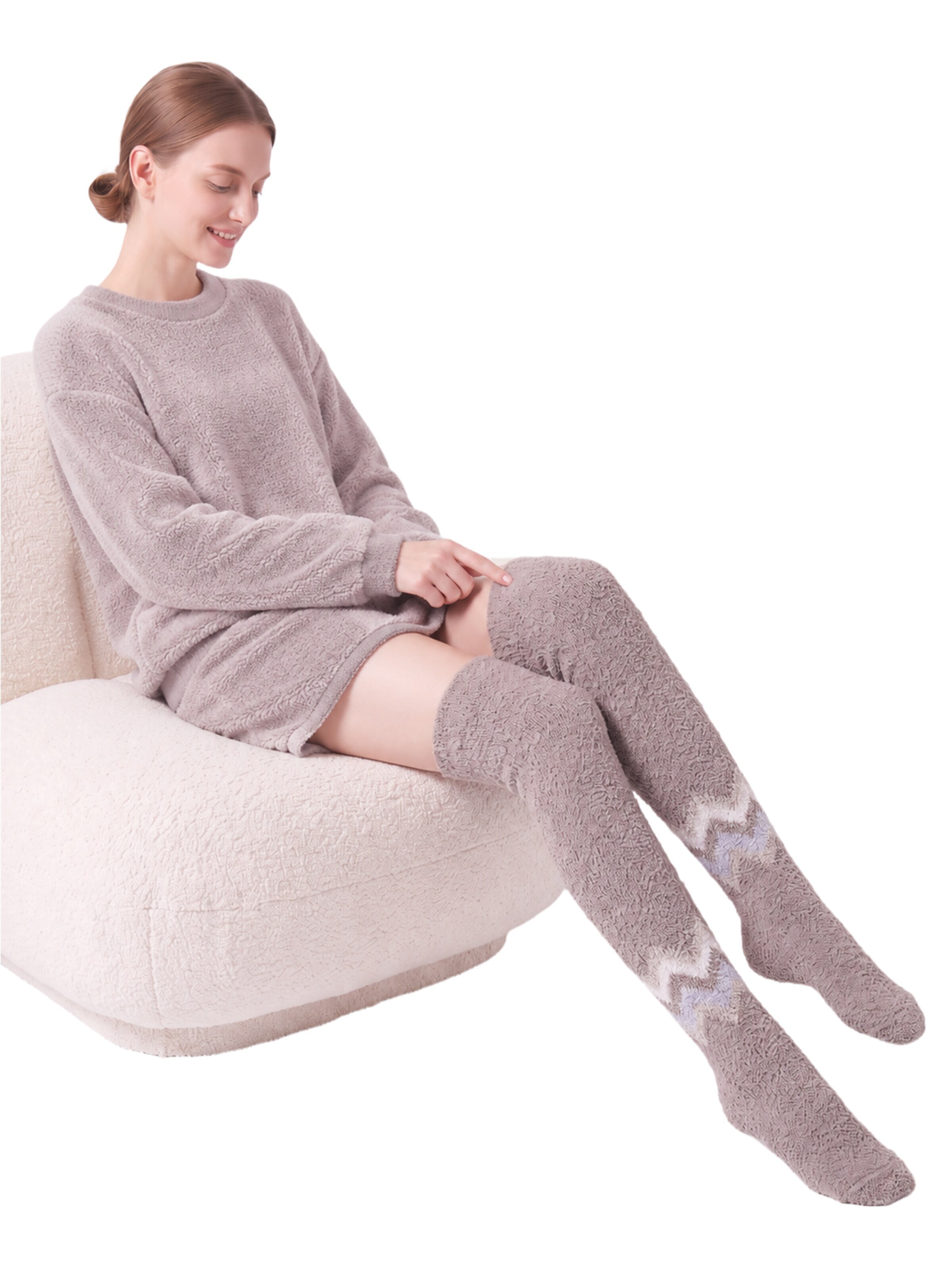 BONVERANO Over the Knee Socks in Brown