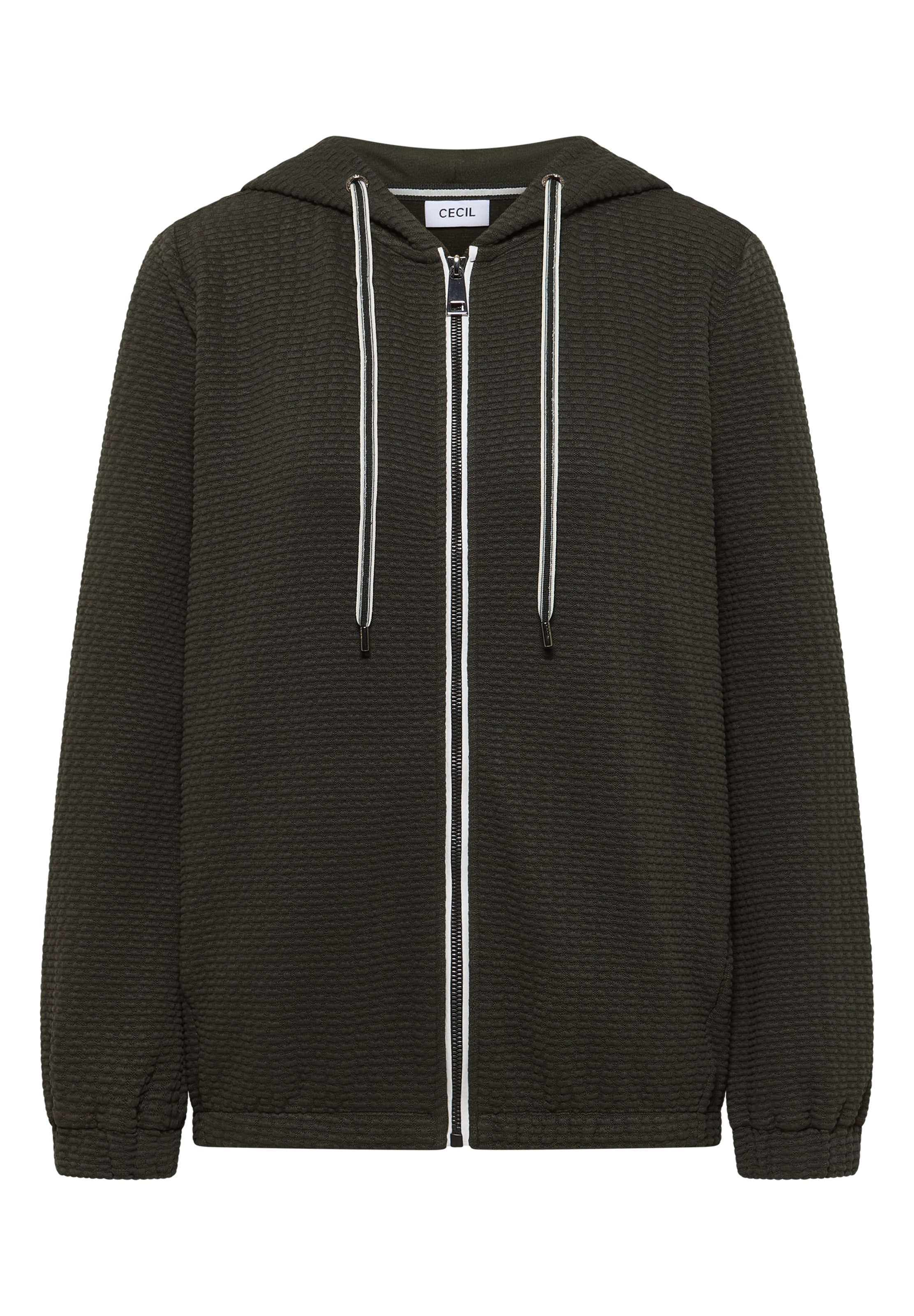 CECIL Zip-Up Hoodie in Green: front
