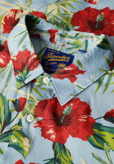 Superdry Button Up Shirt 'Hawaiian' in Light blue / Light green / Red / Burgundy, Item view
