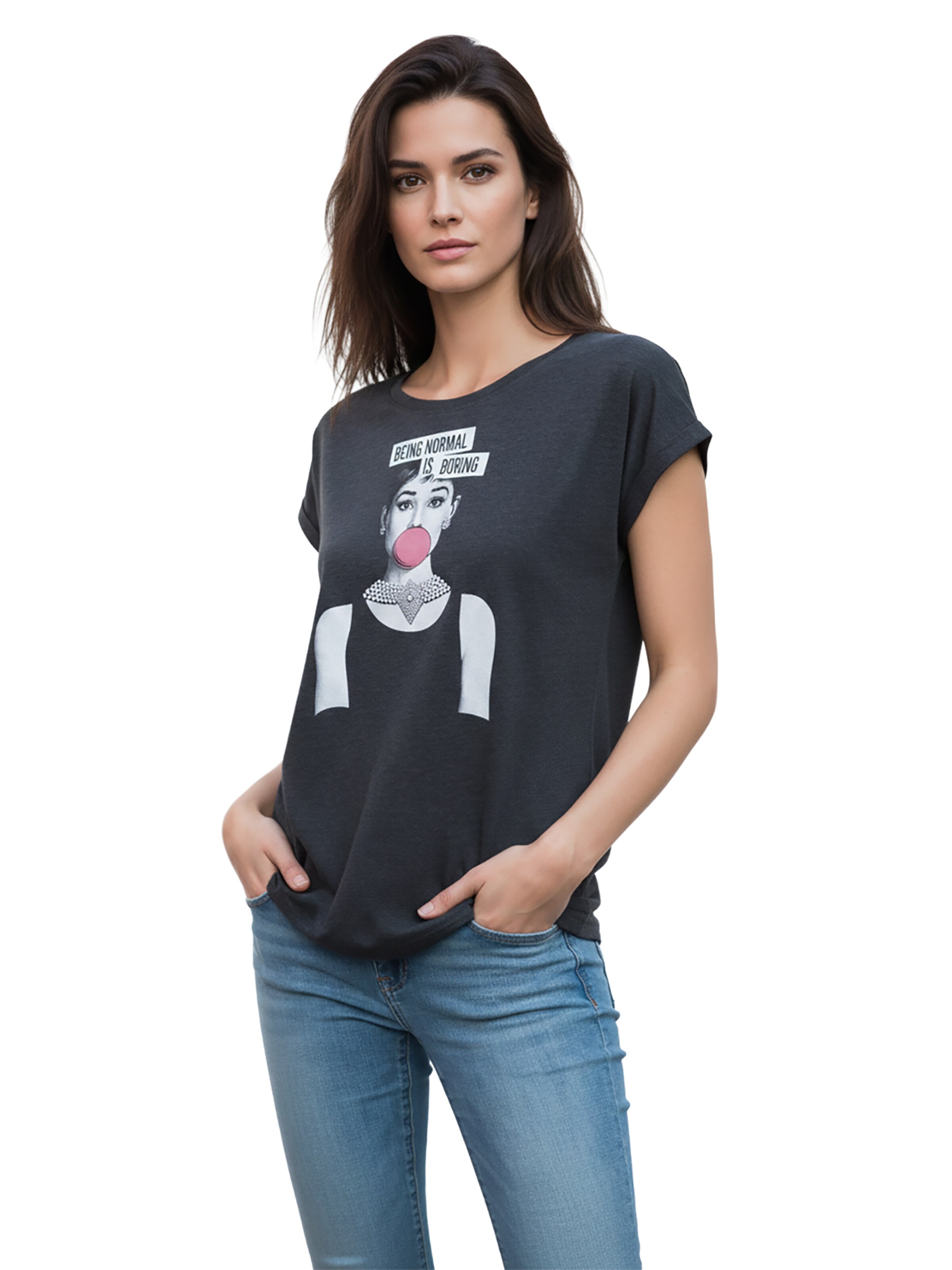 MAKAYA Shirt 'Normal is Boring' in Grey