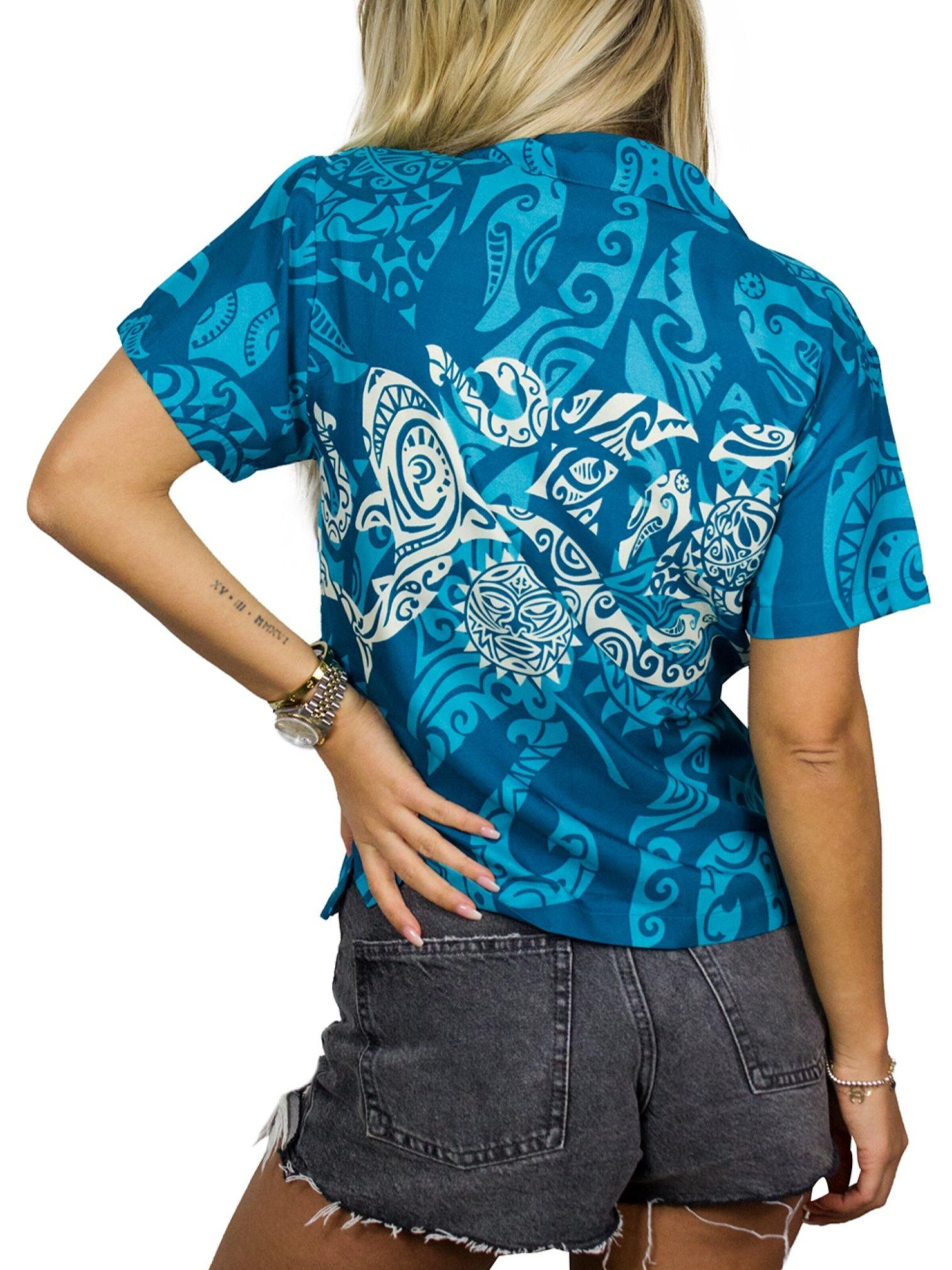 King Kameha Bluse 'Maori Chest'‌‌‌‌‌ in Blau