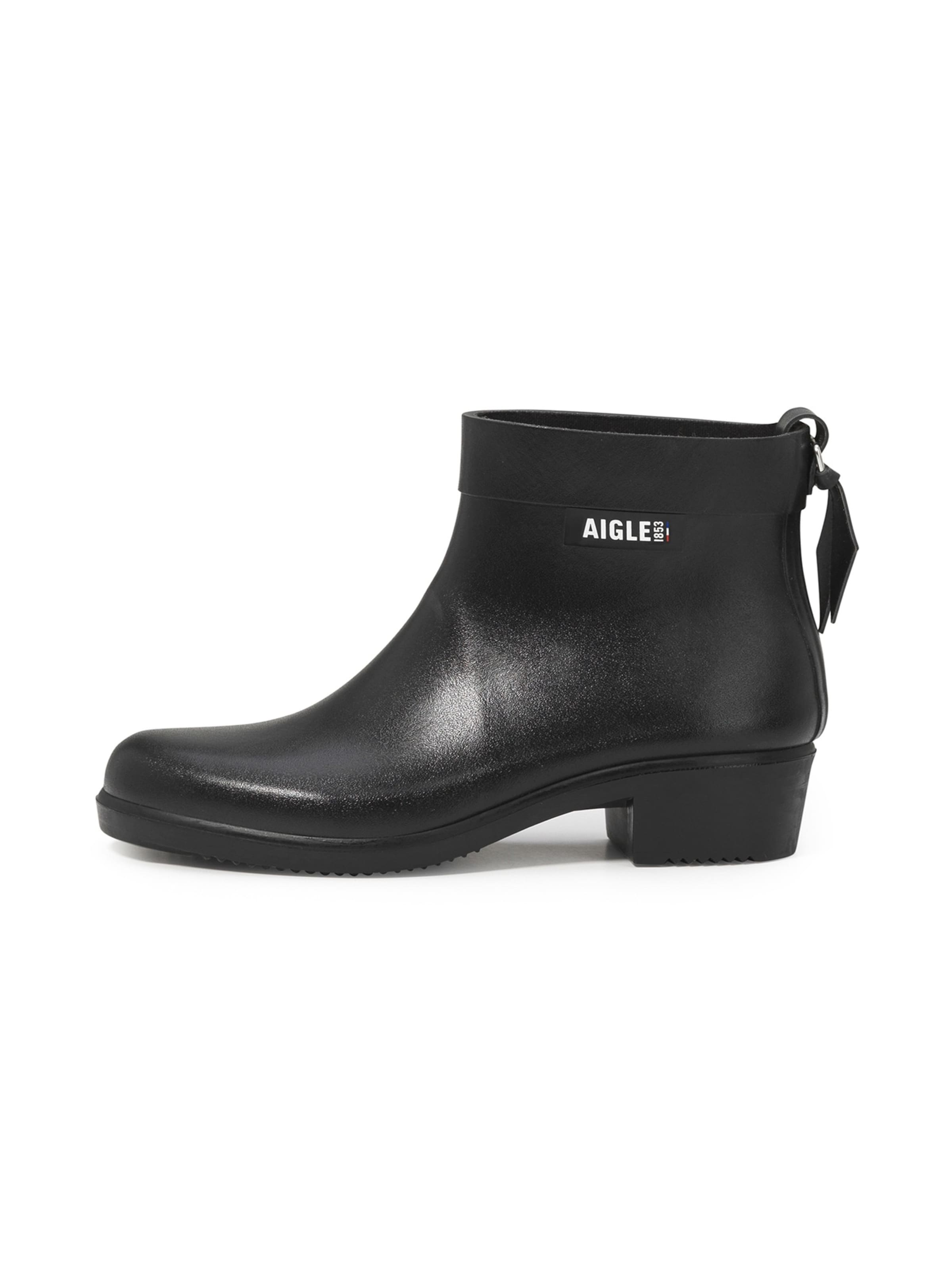 AIGLE Rubber Boots 'Myrica Bottil' in Black: front