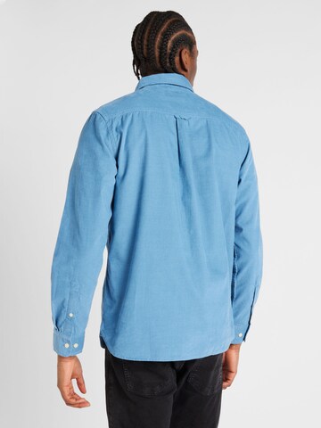 KnowledgeCotton Apparel Regular fit Button Up Shirt in Blue