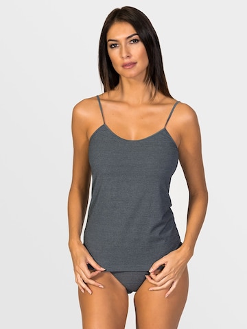 zd ZERO DEFECTS Undershirt 'Afrodita Spaghetti top soy fiber' in Grey: front