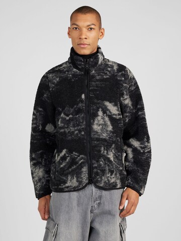 Abercrombie & FitchFlis jakna - crna boja: prednji dio