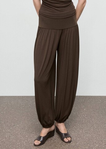 MANGO Tapered Harem Pants in Brown: front