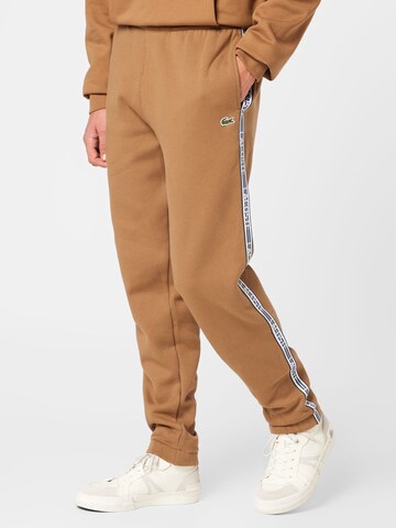 LACOSTE Tapered Pants in Brown: front