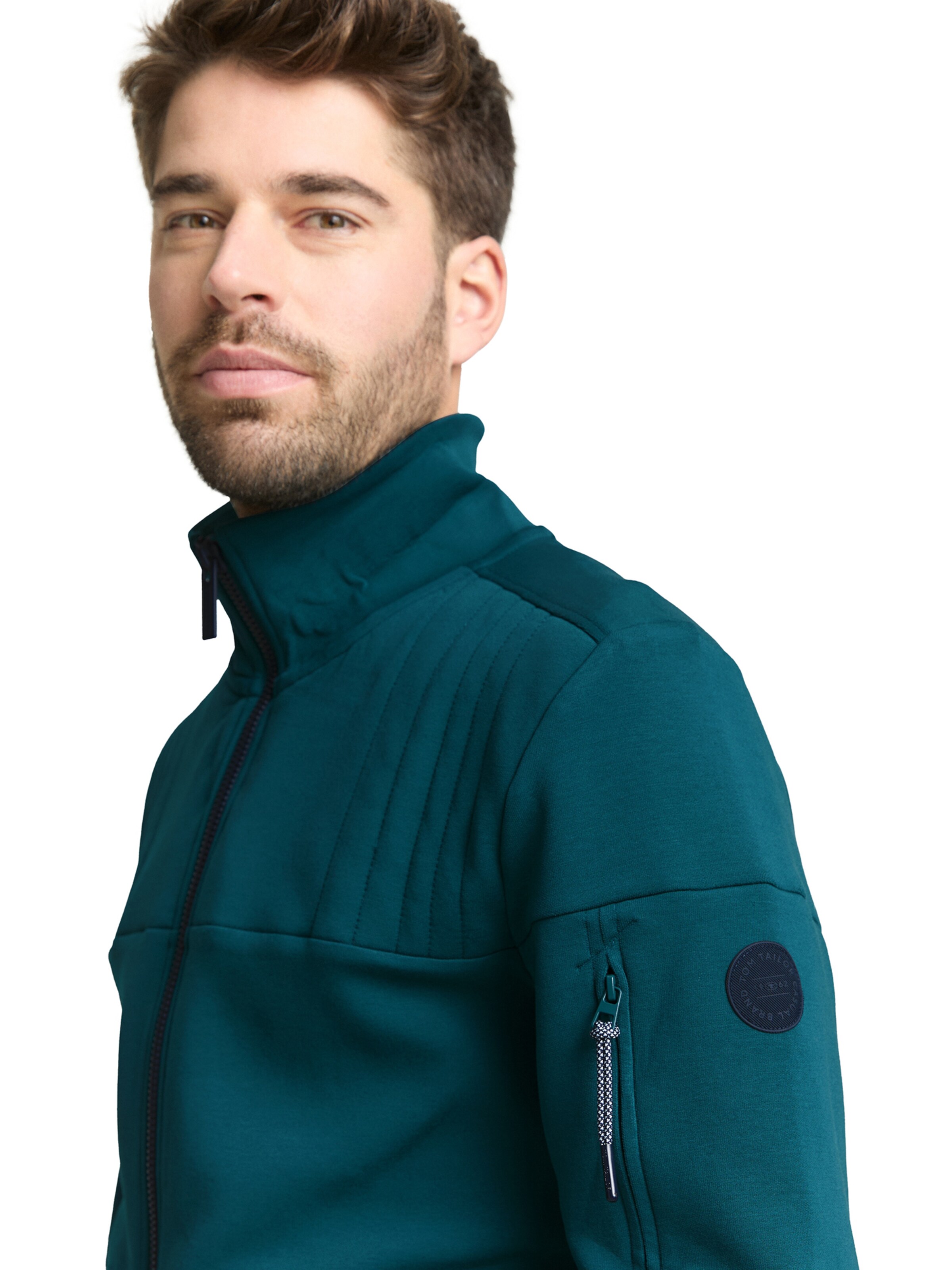 TOM TAILOR Sweatjacke in Grün