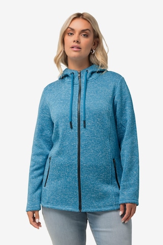 Ulla Popken Zip-Up Hoodie in Blue: front