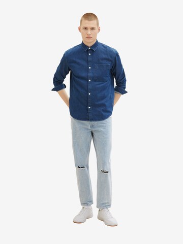 TOM TAILOR DENIM Comfort Fit Hemd in Blau