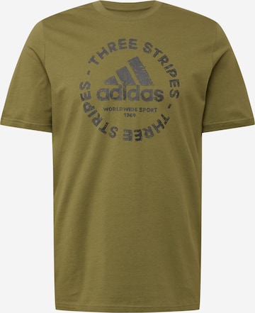 ADIDAS SPORTSWEAR Performance Shirt 'Sketch Emblem Graphic' in Green: front