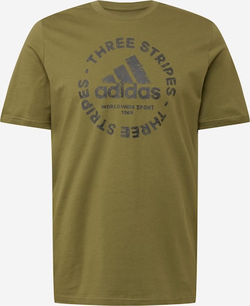 ADIDAS SPORTSWEAR Функционална тениска 'Sketch Emblem Graphic' в зелено: отпред