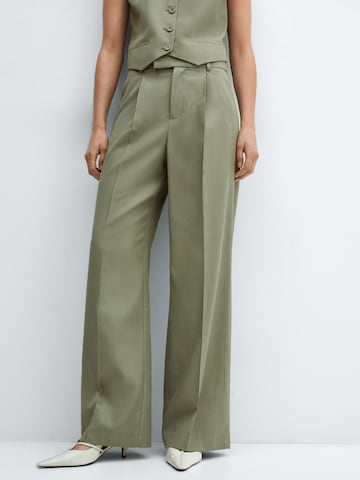 MANGO Wide leg Bandplooibroek 'ALICANTE' in Groen: voorkant