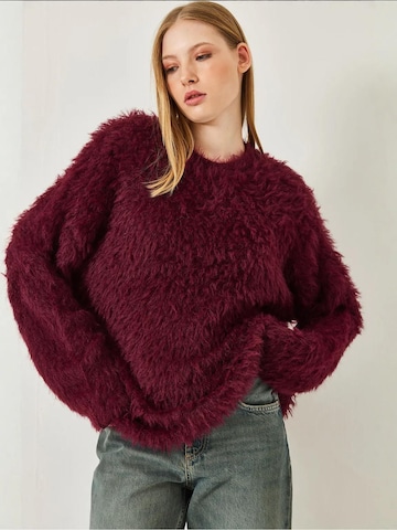 Pull-over oversize Bianco Lucci en rouge