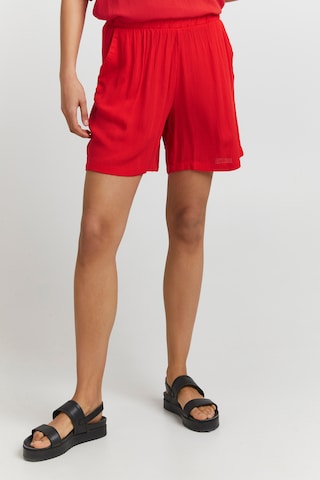 ICHI Wide leg Pants 'MARRAKECH' in Red: front