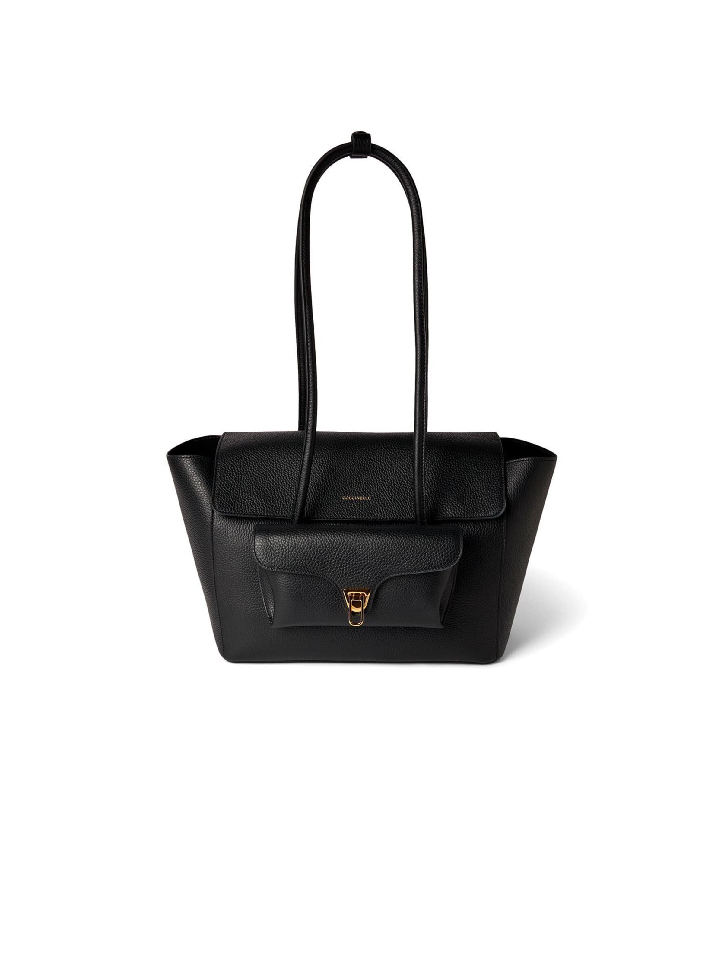 Coccinelle Handtasche 'Coccinelle Double Beat Handbag Grained Leather'‌‌‌‌ in Schwarz: Vorderseite