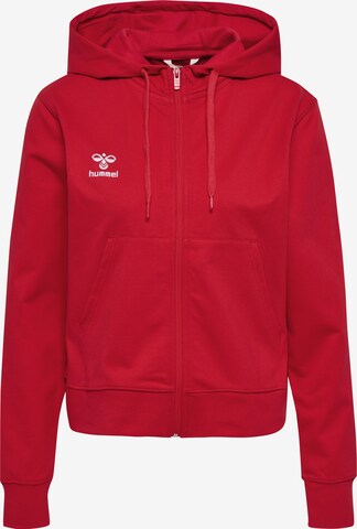 Hummel Athletic Zip-Up Hoodie 'GO 2.0' in Red: front