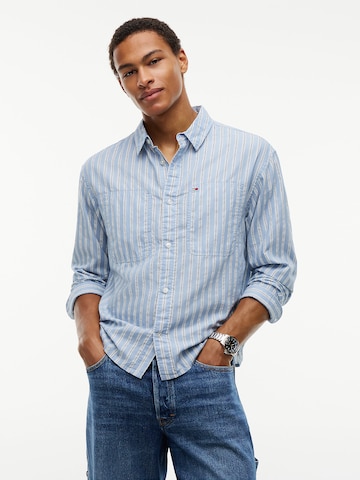 Tommy Jeans Regular fit Button Up Shirt 'Dobby' in Blue: front