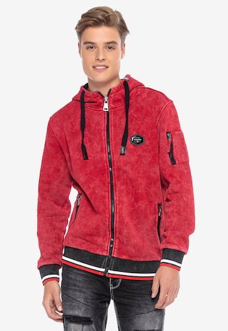 CIPO & BAXX Zip-Up Hoodie in Red: front