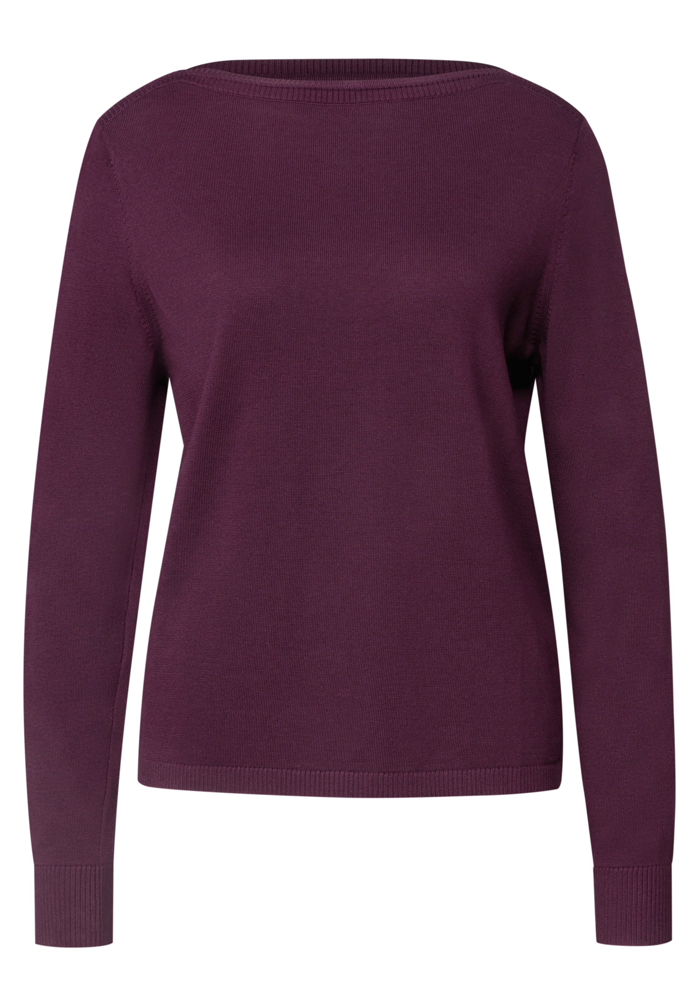 STREET ONE Basic Pullover mit U-Boot-Ausschnitt in Rot: Vorderseite