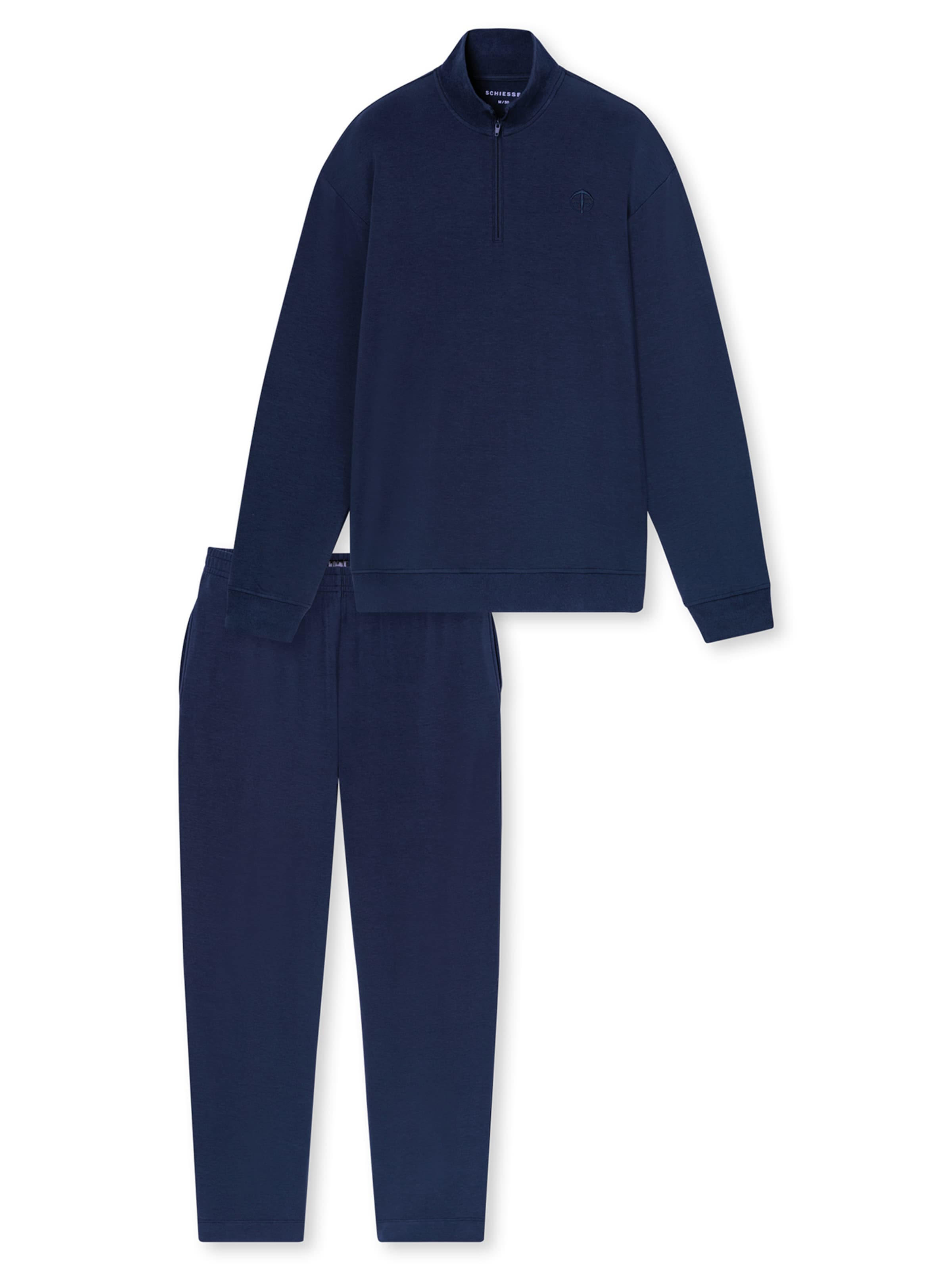 SCHIESSER Pyjama lang ' Selected Premium Warming ' in Blauw: voorkant