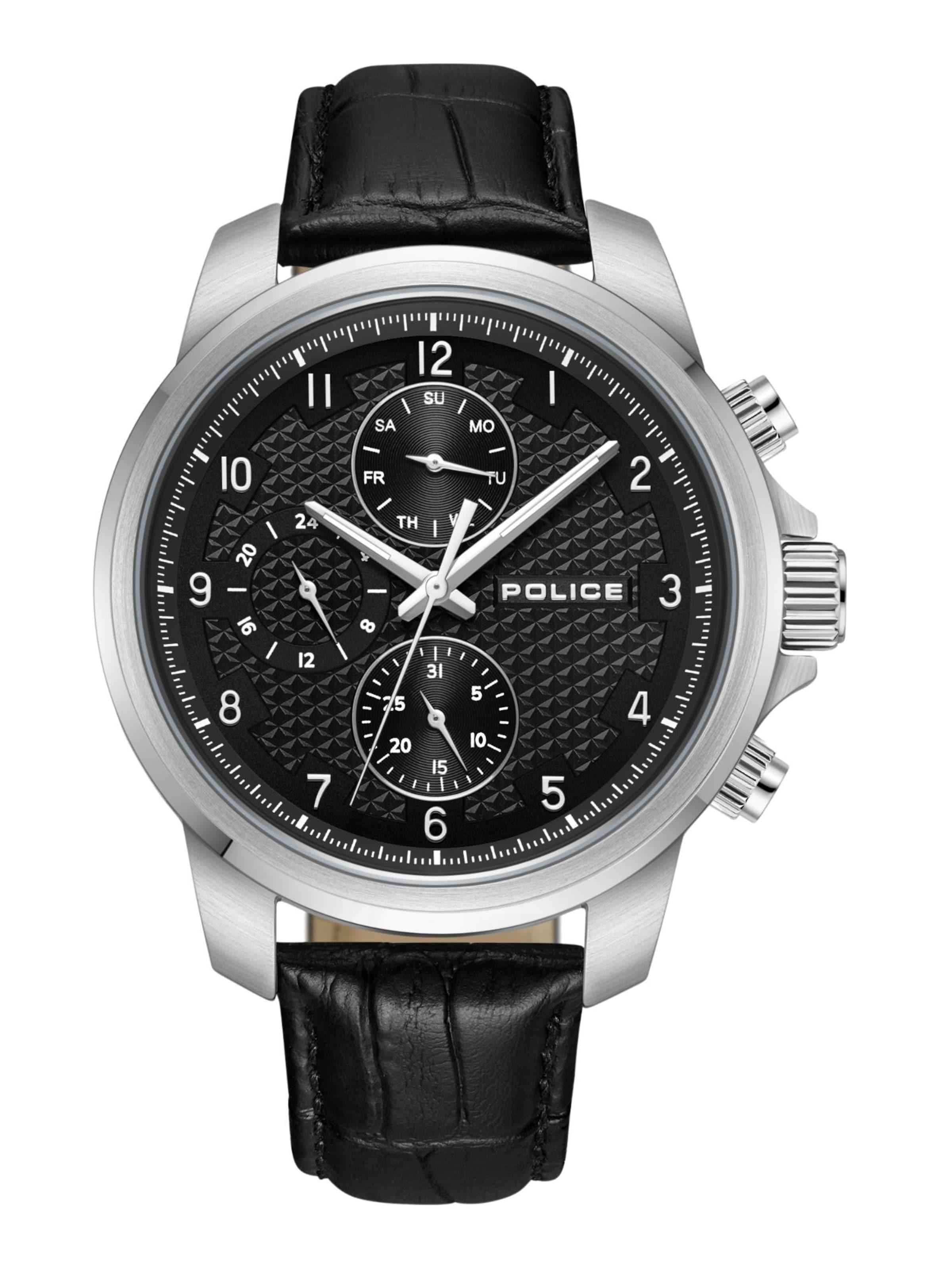 POLICE Uhr 'Mensor' in Schwarz: Vorderseite