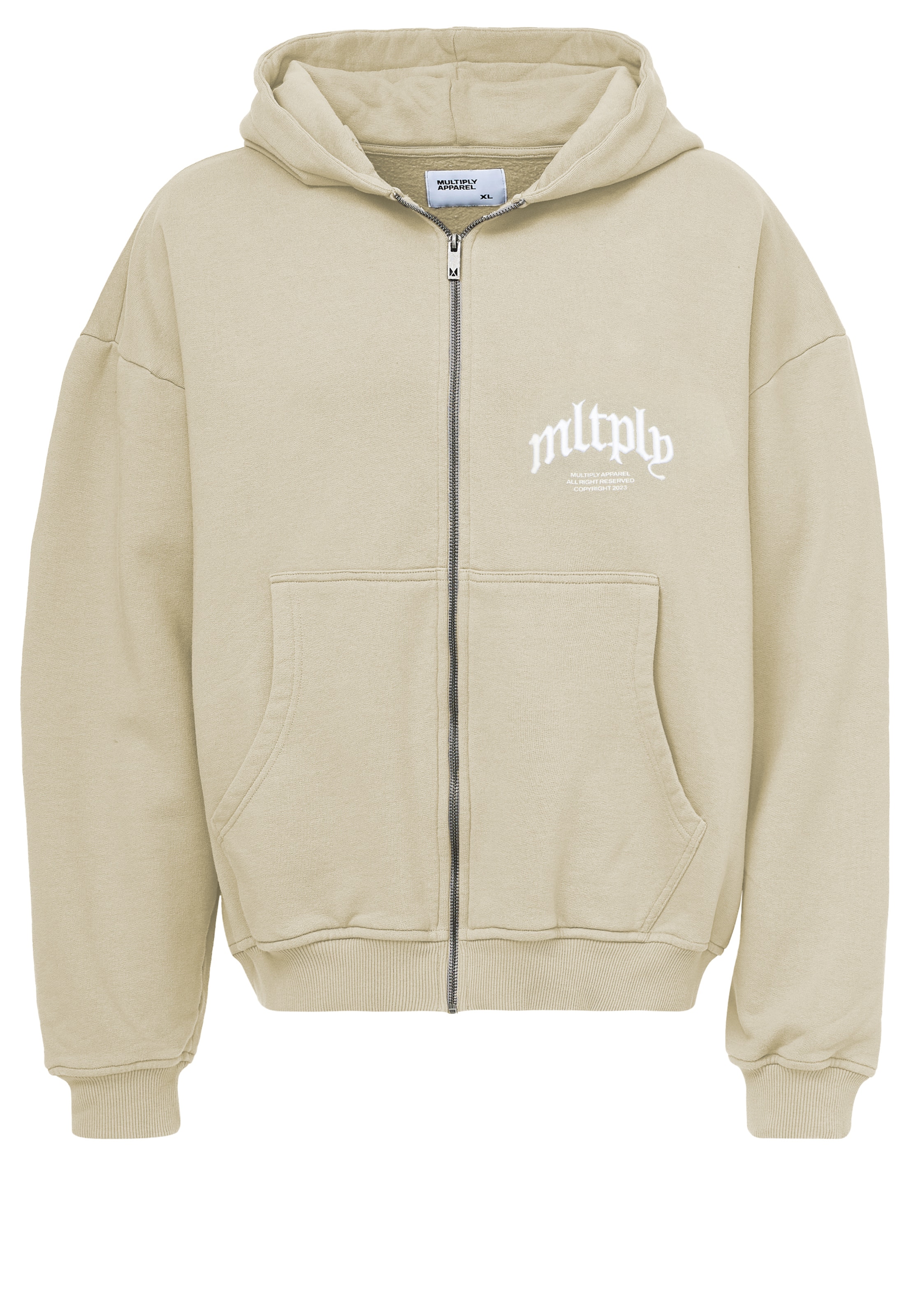 Multiply Apparel Sweatjacke in Beige: Vorderseite